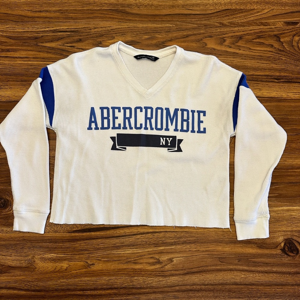 Abercrombie & Fitch White and Blue Crop Top